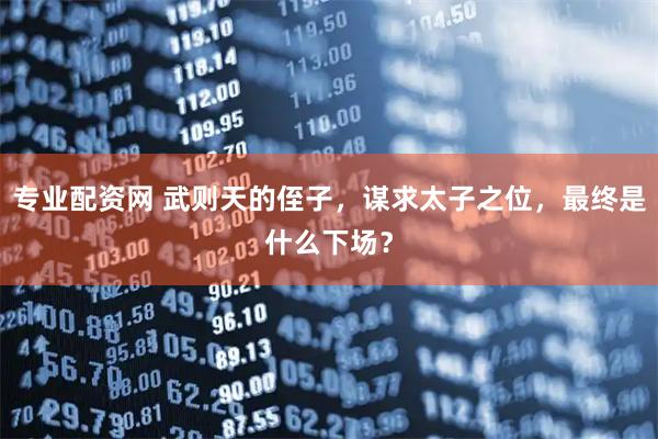 专业配资网 武则天的侄子,谋求太子之位,最终是什么下场?